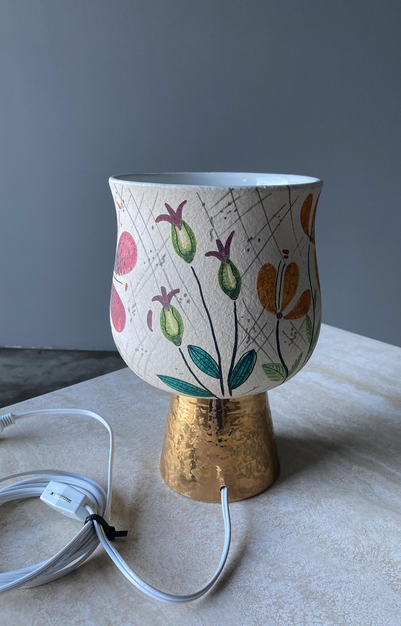 Baldelli Hand Painted Ceramic Lamp for Marbro, Italy, 1950's  For Sale 16