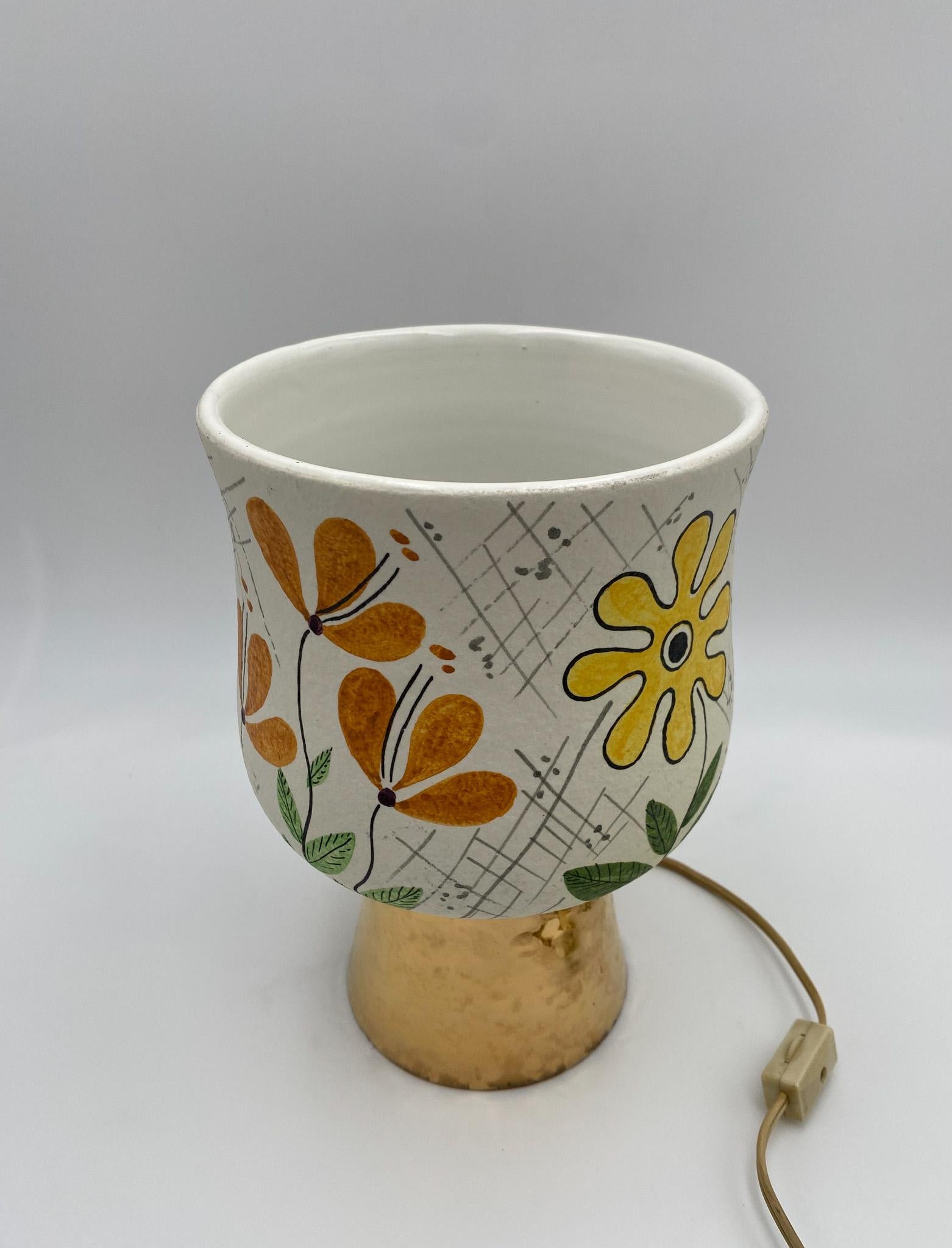 Mid-Century Modern Baldelli Hand Painted Ceramic Lamp for Marbro, Italy, 1950's For Sale