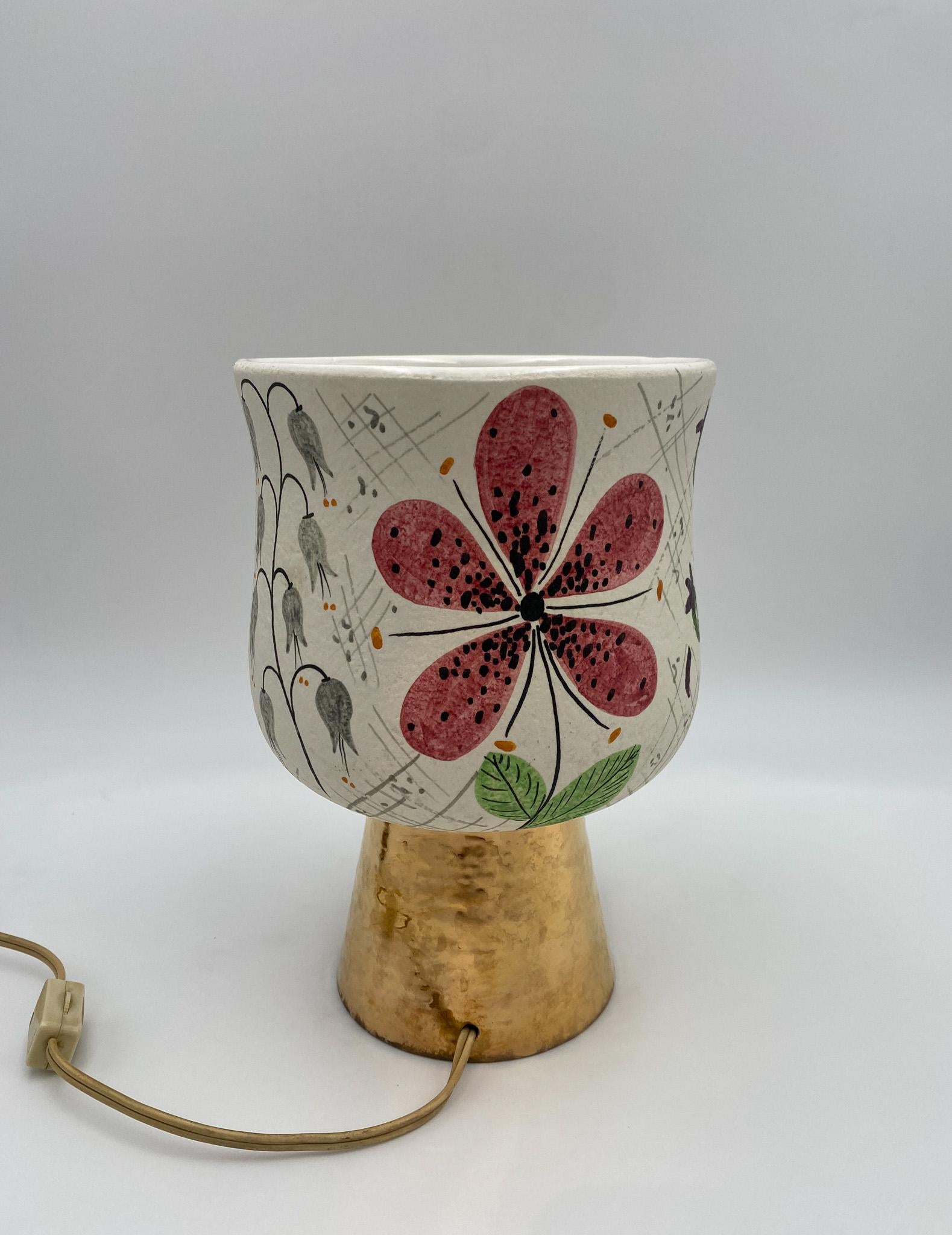 Italian Baldelli Hand Painted Ceramic Lamp for Marbro, Italy, 1950's For Sale