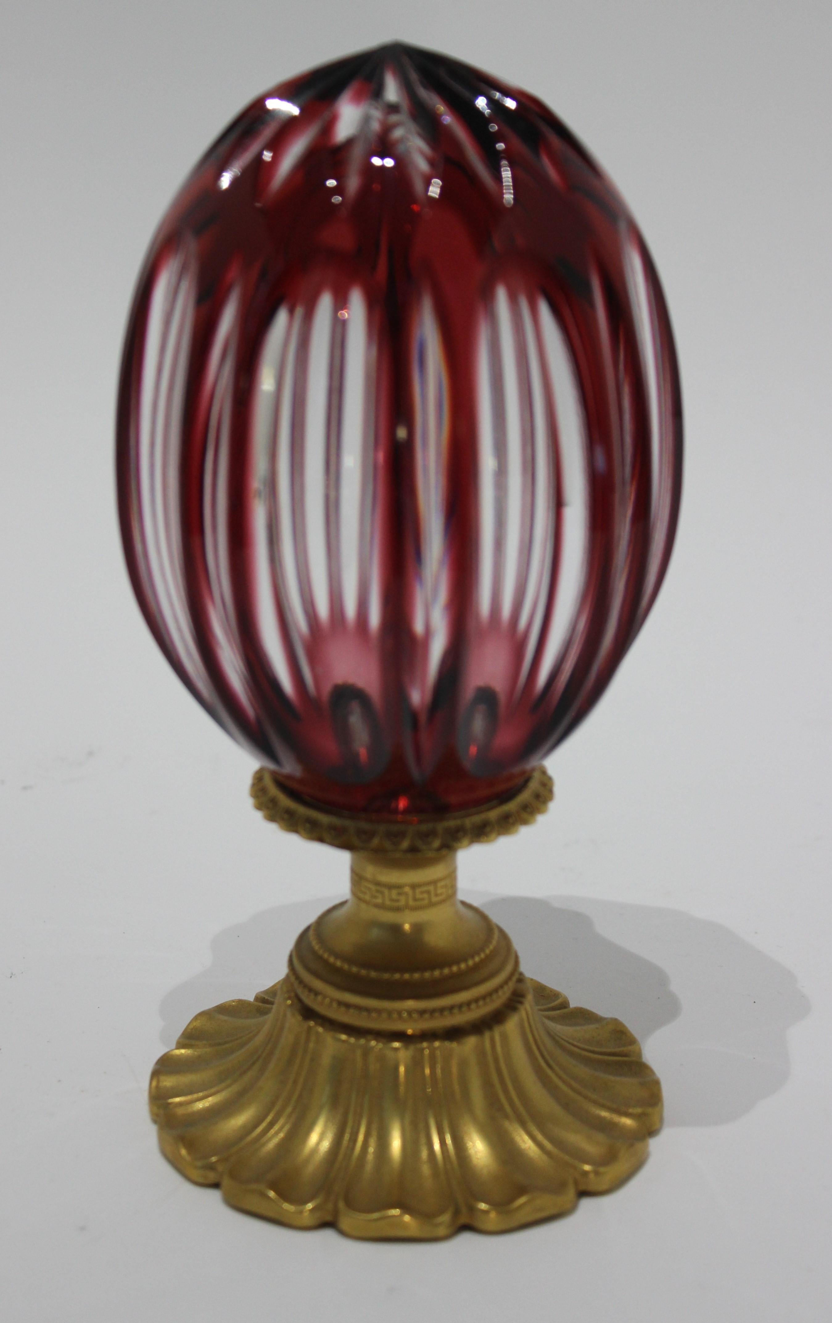 Late 20th Century Baldi Ruby Cut to Clear 24-Karat Gold Egg For Sale