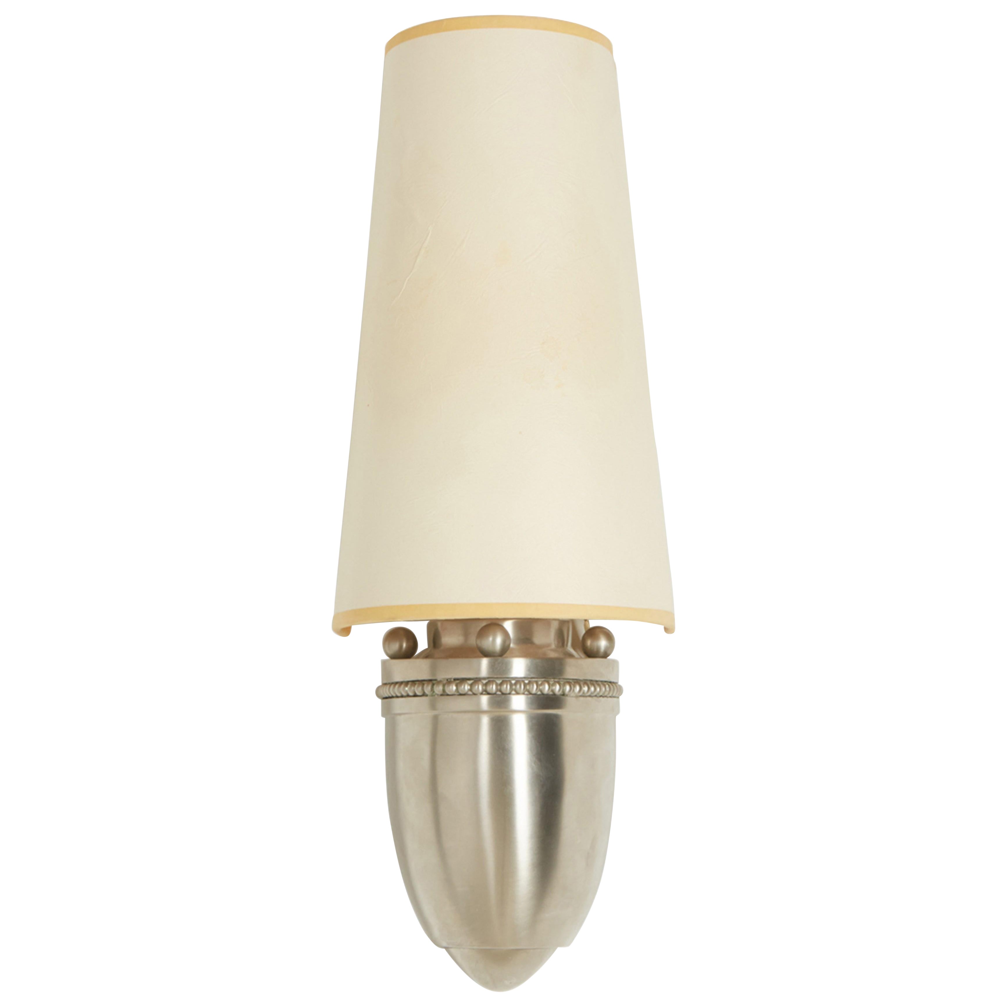 Baldinger 
Sons Mid-Century Silver Metal Rounded Base Wall Sconce For Sale