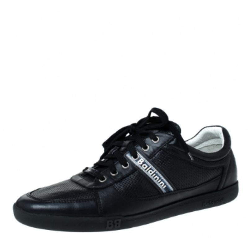 De los hombres Zapatillas con cordones de piel azul perforada Baldinini Talla 44 en venta