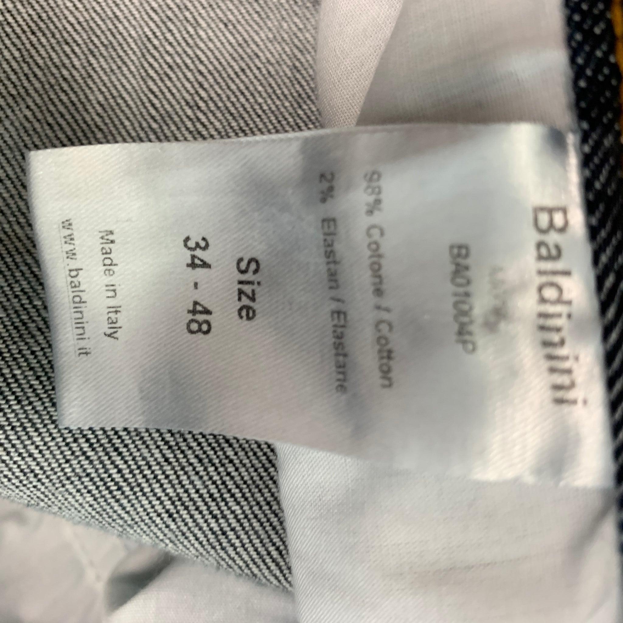 Men's BALDININI Size 34 Navy Contrast Stitch Cotton  Elastane Button Fly Jeans For Sale