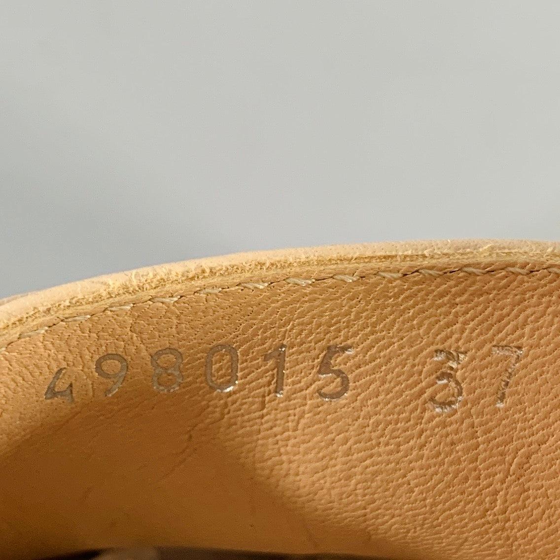 BALDININI Size 7 Beige Leather Cap Toe Lace-Up Shoes For Sale 4
