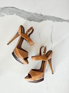 Baldinini Vintage Italian Wedges high heels sandal in brown ! 39.5 90s vibe!