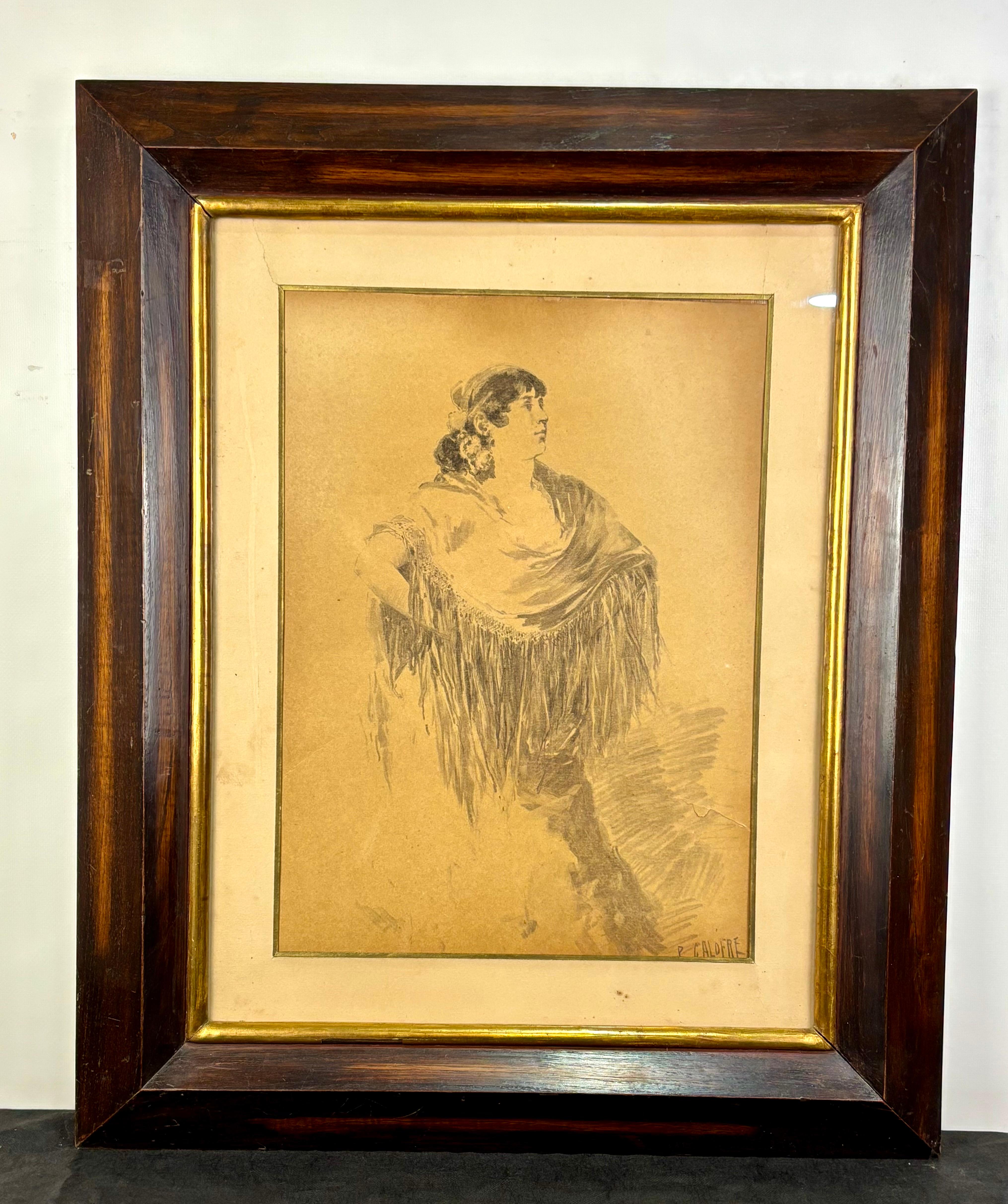 Dama con mantón - Painting by Baldomero Galofre Jiménez