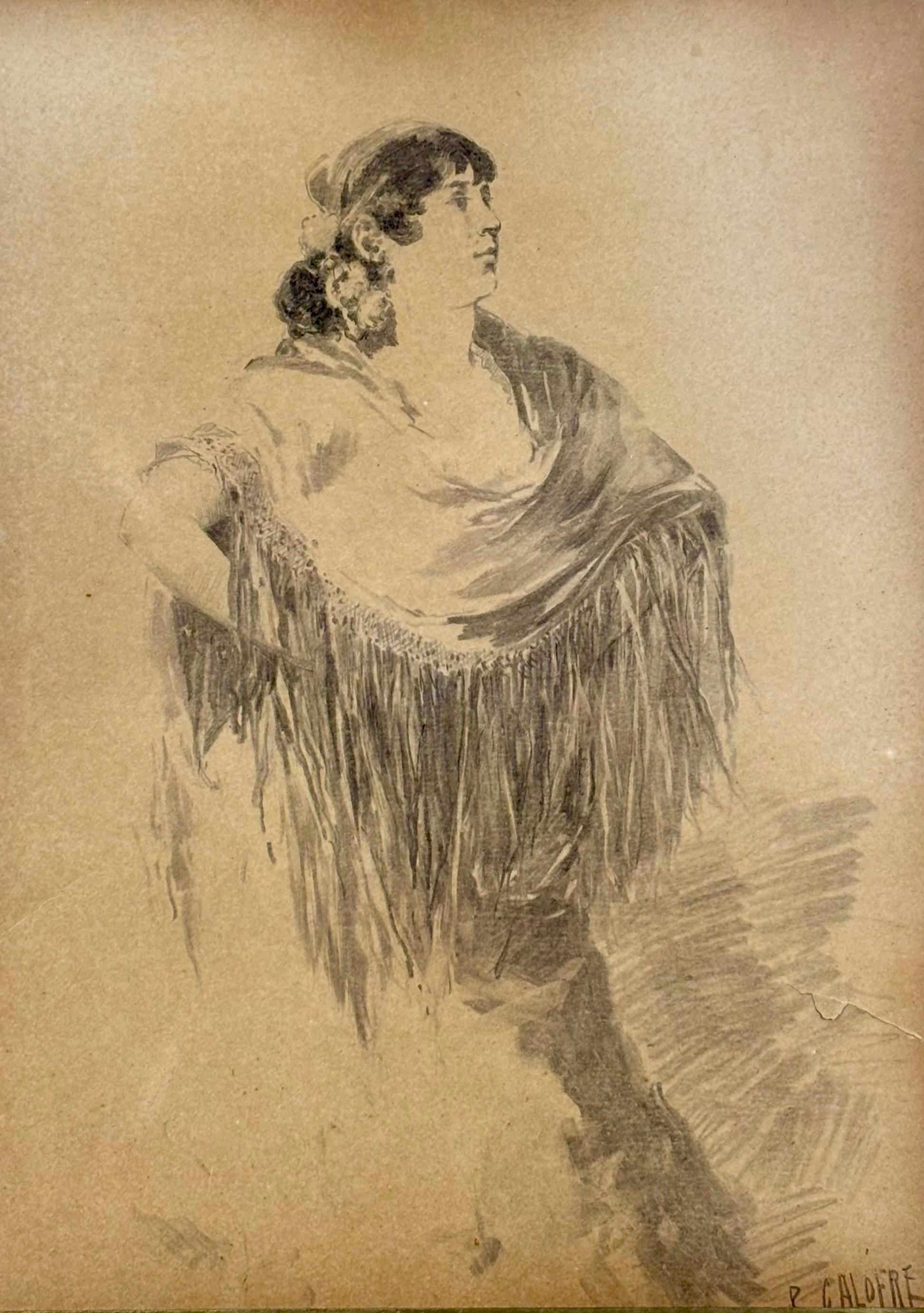 Baldomero Galofre Jiménez Figurative Painting - Dama con mantón