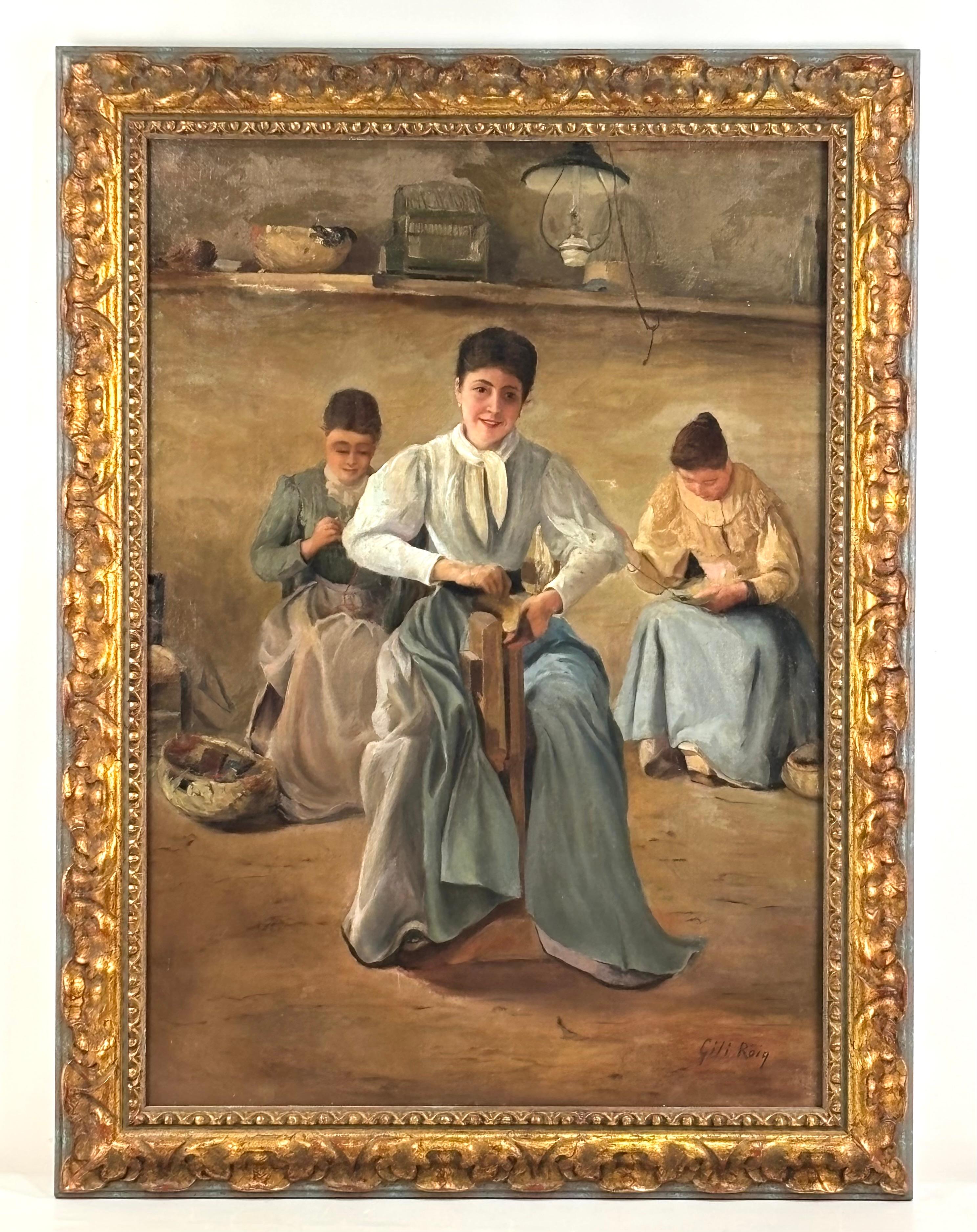 MUJERES COSIENDO - Painting by BALDOMERO GILI ROIG
