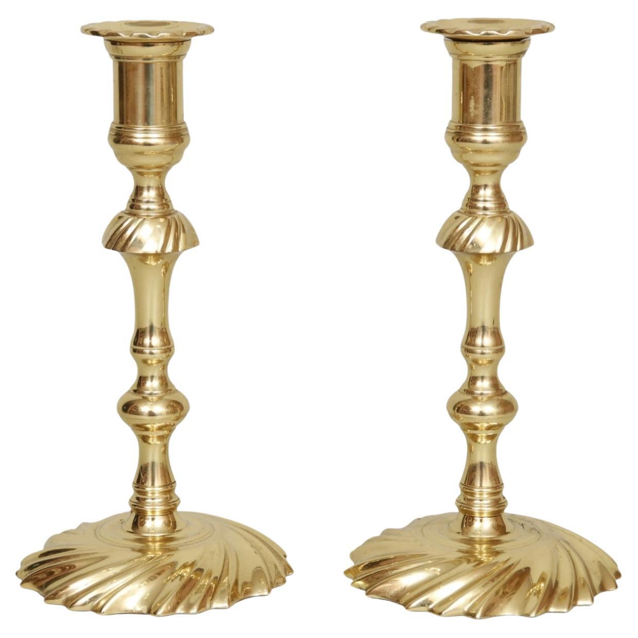 Baldwin Brass Swirl Candlesticks, a Pair For Sale