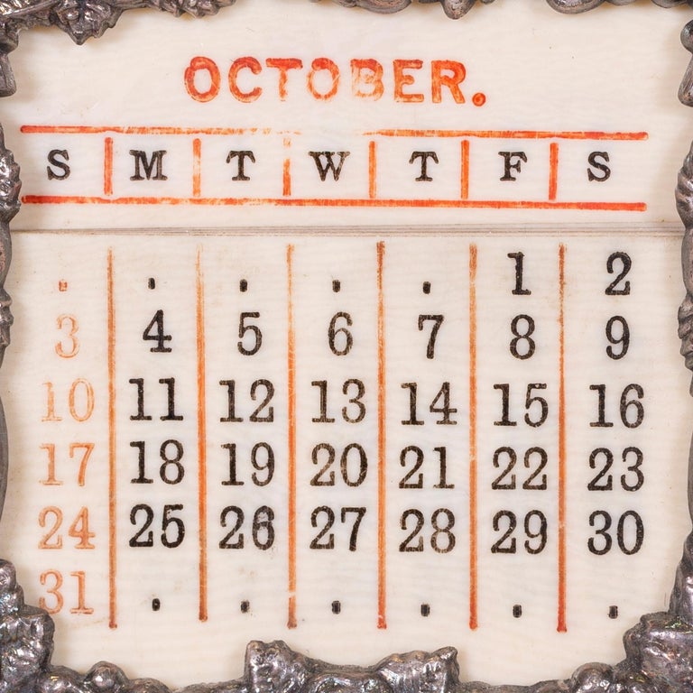Baldwin and Gleason Co. 1893 Silver Perpetual Calendar For Sale at