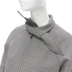 BALENCAIGA 2017 Scarf Collar Tie Neck brown Prince of Wales wool cropped bomber