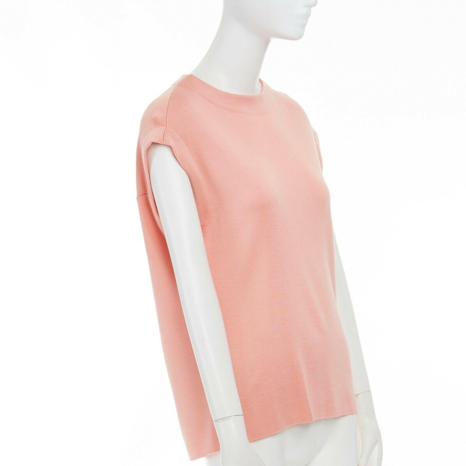 Women's BALENCIAGA 100% silk cap sleeve draped volume back knitted top FR36 S