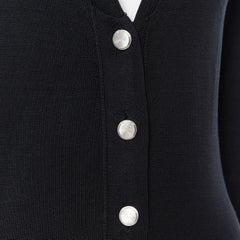BALENCIAGA 100% silk knit silver hardware button dual pocket long cardigan Fr36