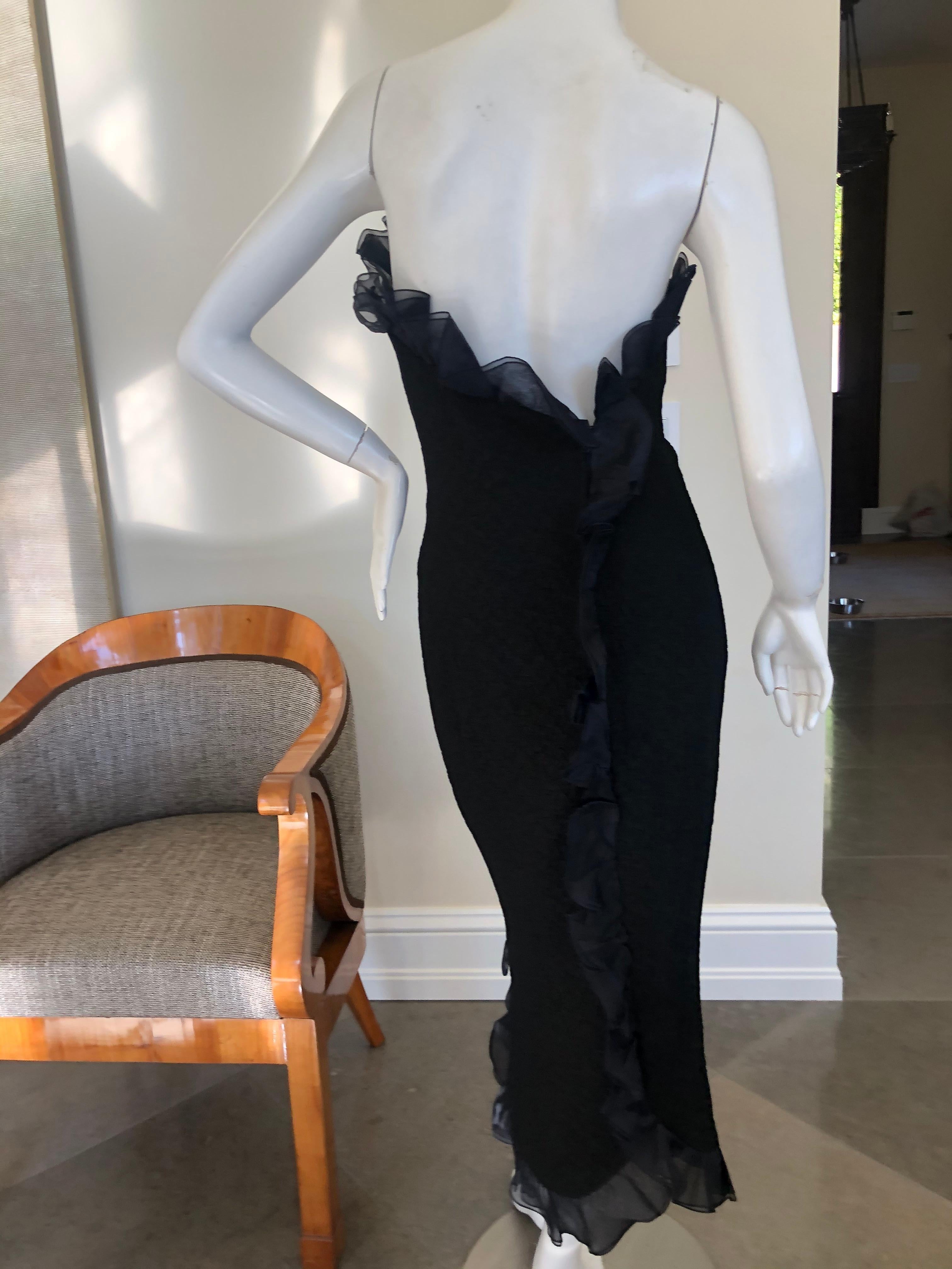 Women's Balenciaga 1960's Strapless Ruffled Black Cocktail Dress with Full Corset