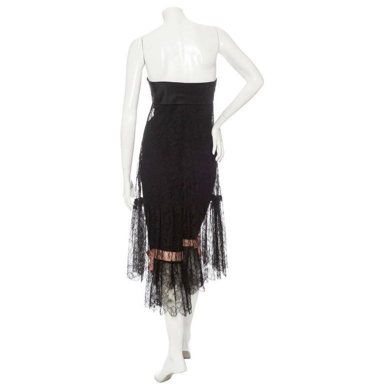 Balenciaga 1967 Alta Costura Vestido Pantaletas Encaje Chantilly Negro