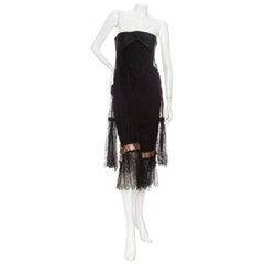 Balenciaga 1967 Haute Couture Black Chantilly Lace Pantalettes Dress