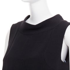 BALENCIAGA 2005 noir robe ceinturée à taille basse en laine mélangée FR40 S