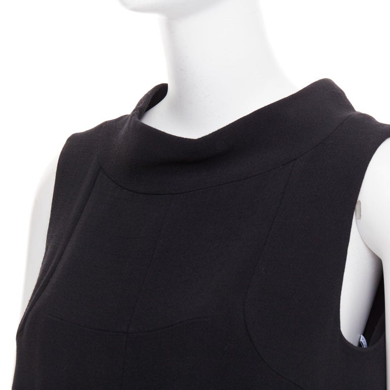 BALENCIAGA 2005 vestido negro con cinturón en mezcla de lana y