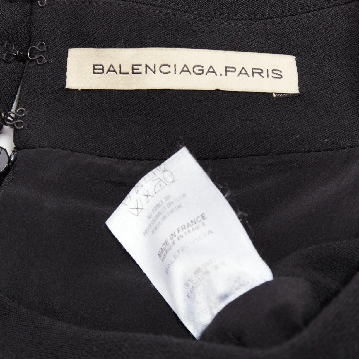 BALENCIAGA 2005 black wool blend drop waist panelled belted dress FR40 S For Sale 3