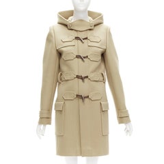 BALENCIAGA 2005 Ghesquiere Manteau à capuche à bascule en laine mélangée beige FR38 M