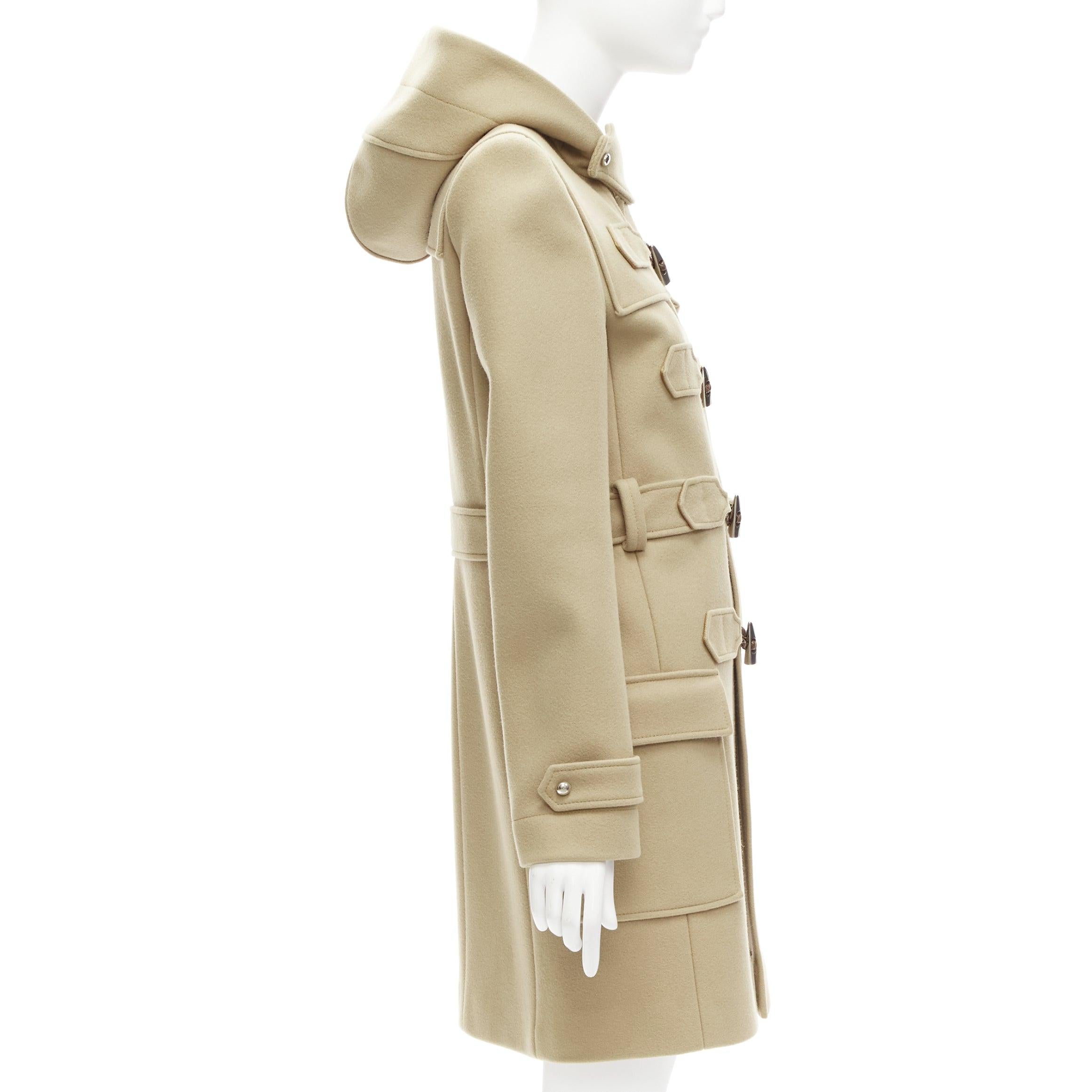 BALENCIAGA 2005 Ghesquiere beige wool blend toggle hooded coat FR38 M In Good Condition In Hong Kong, NT
