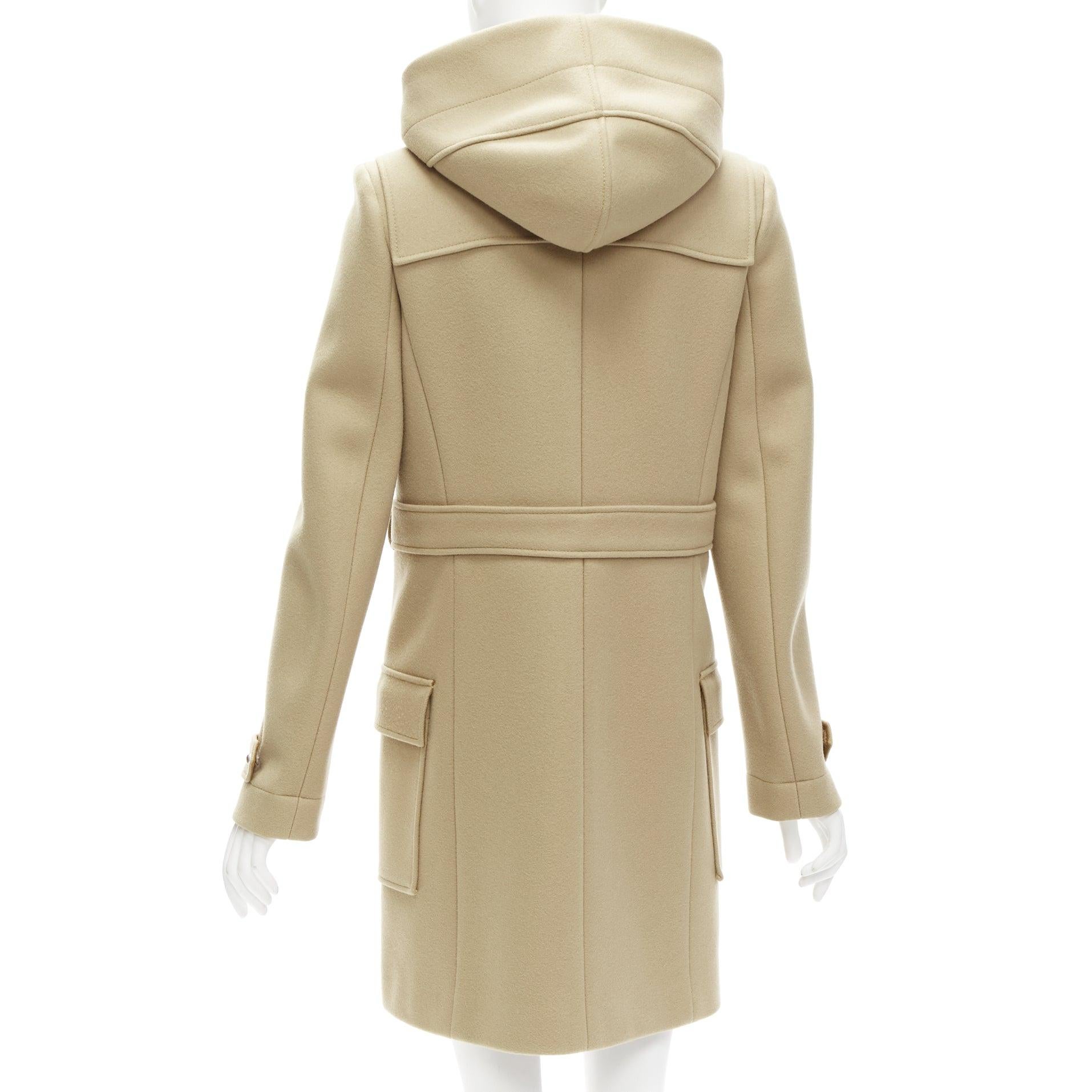 Women's BALENCIAGA 2005 Ghesquiere beige wool blend toggle hooded coat FR38 M