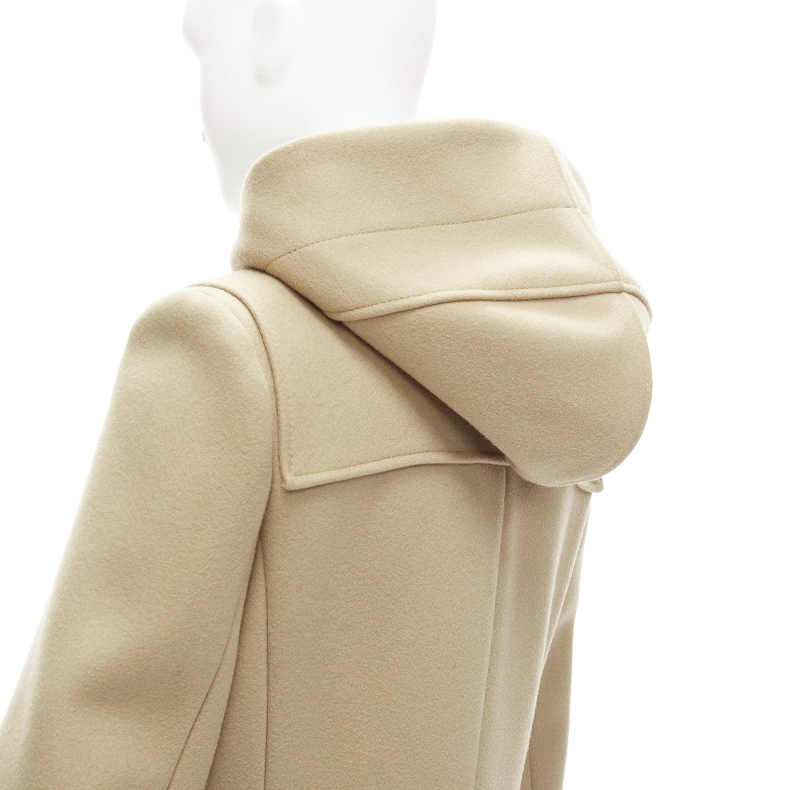 BALENCIAGA 2005 Ghesquiere beige wool blend toggle hooded coat FR38 M 1