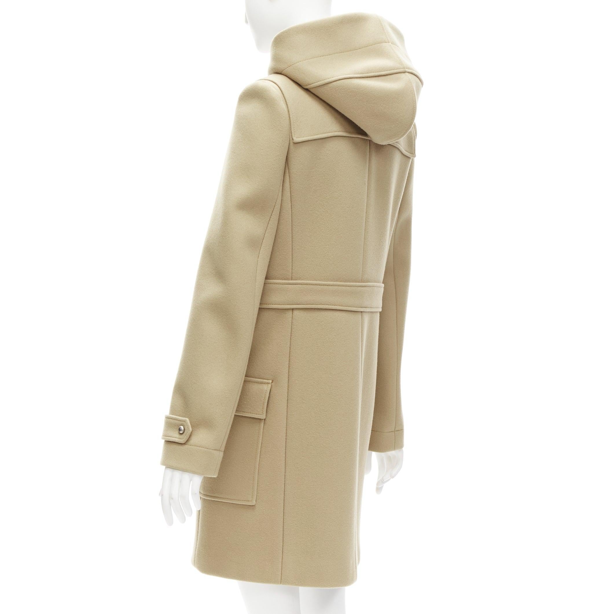 BALENCIAGA 2005 Ghesquiere beige wool blend toggle hooded coat FR38 M 2
