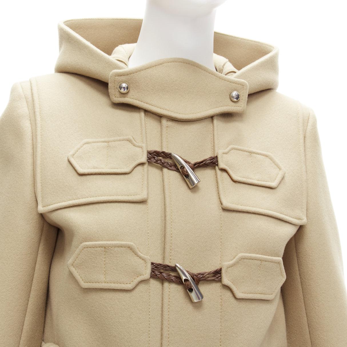 BALENCIAGA 2005 Ghesquiere beige wool blend toggle hooded coat FR38 M 3