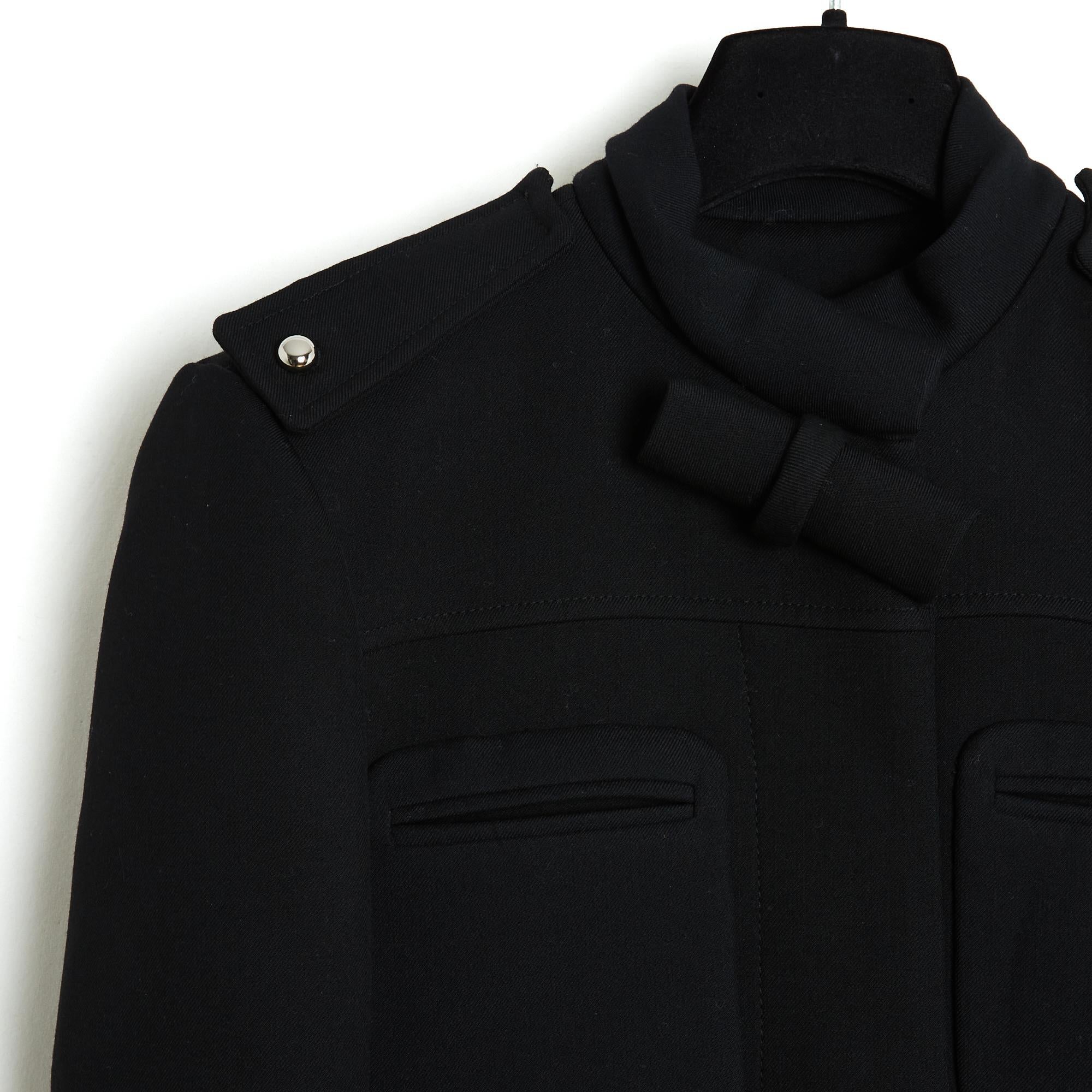 Balenciaga 2005 Manteau FR40 Ghesquiere Schwarzer Militärmantel aus Wolle  UK12 US10 1