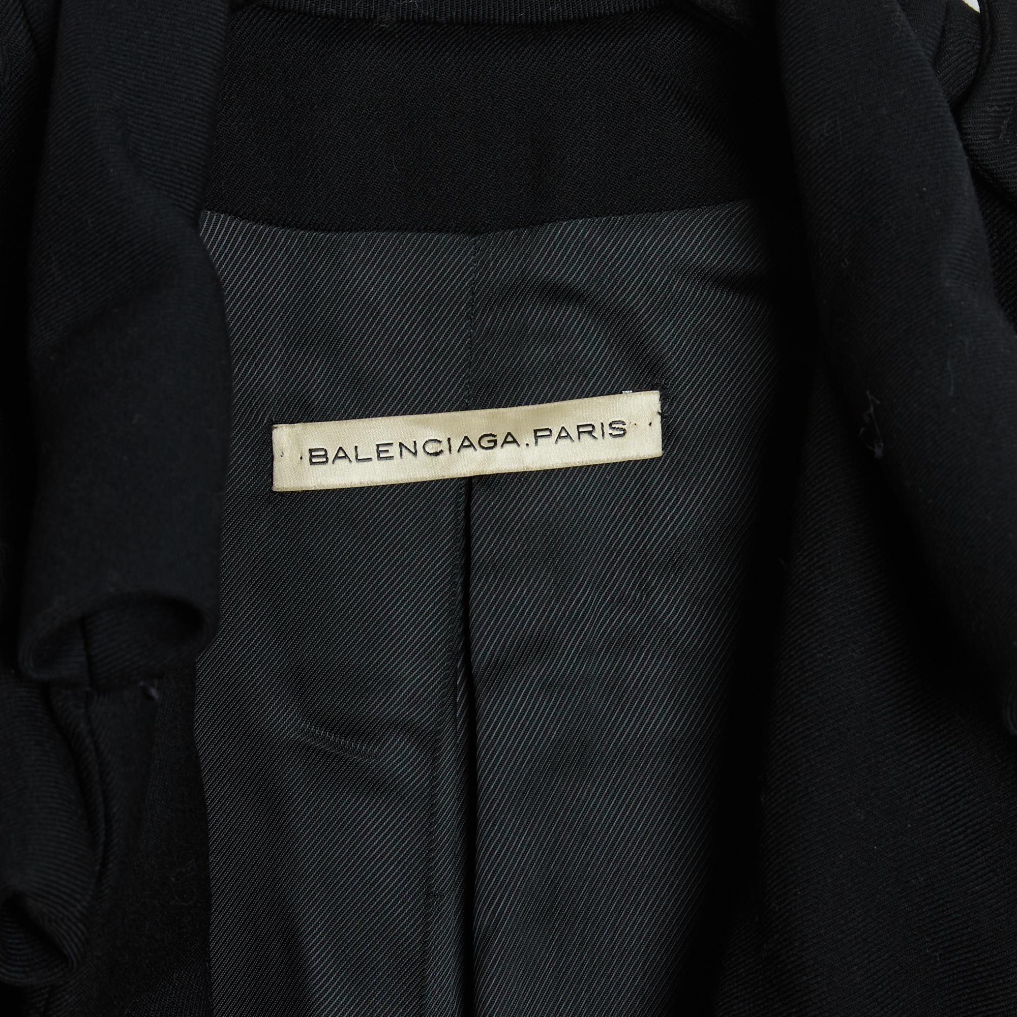 Balenciaga 2005 Manteau FR40 Ghesquiere Schwarzer Militärmantel aus Wolle  UK12 US10 2