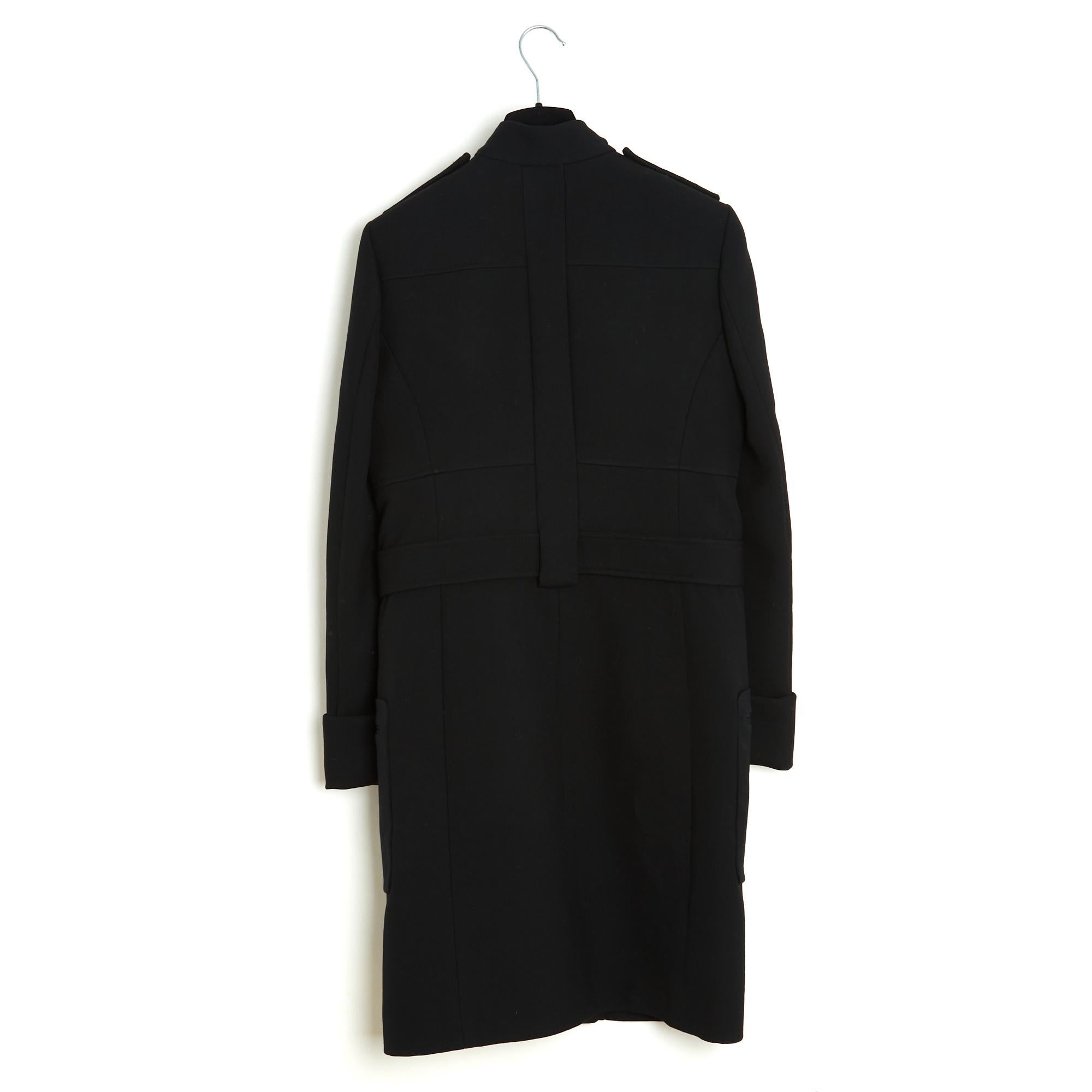 Balenciaga 2005 Manteau FR40 Ghesquiere Schwarzer Militärmantel aus Wolle  UK12 US10 3