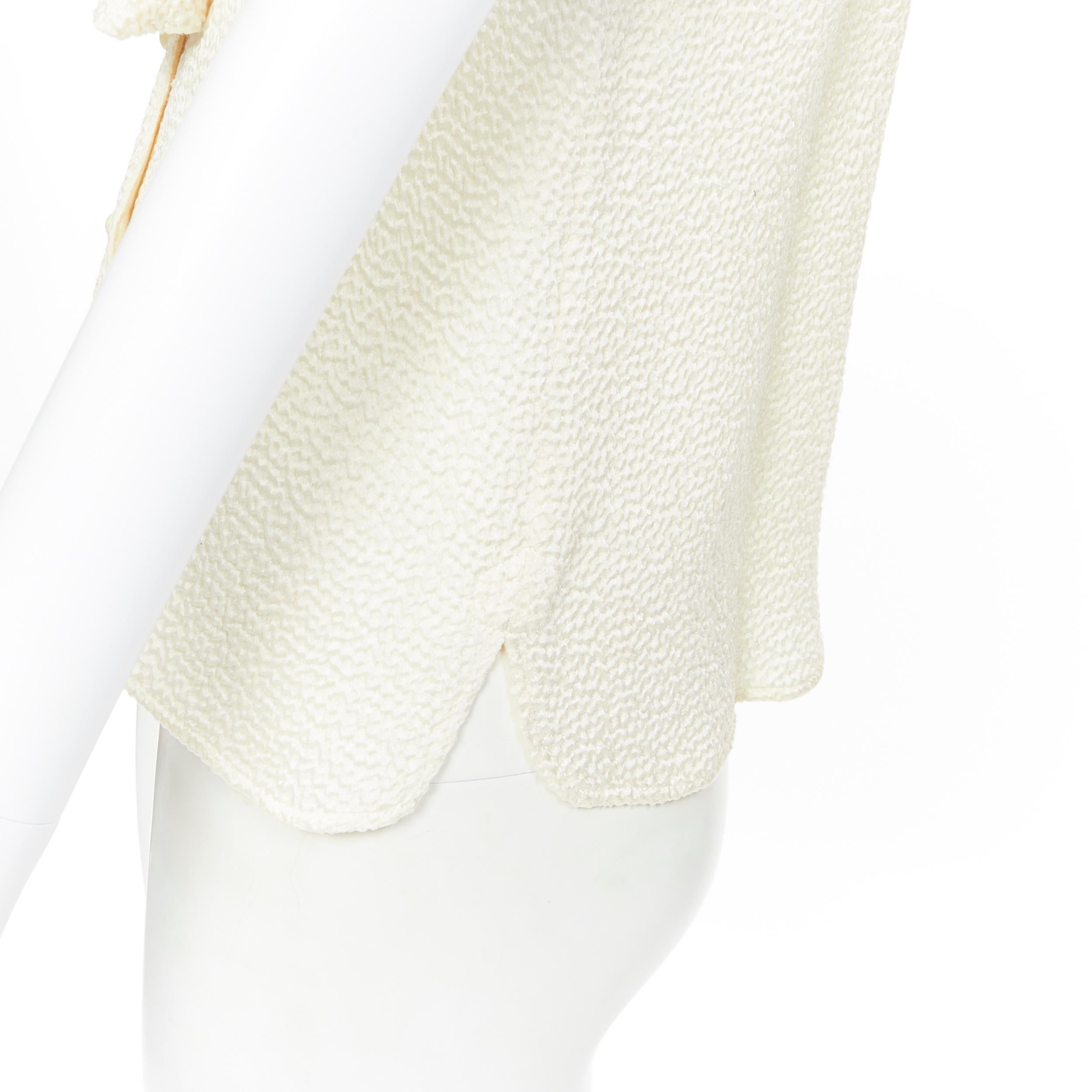 BALENCIAGA 2006 100% seda texturizada pajarita caída sisa blusa chaleco FR38 5