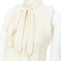 BALENCIAGA 2006 100% seta strutturata figa fiocco giromanica camicetta FR38