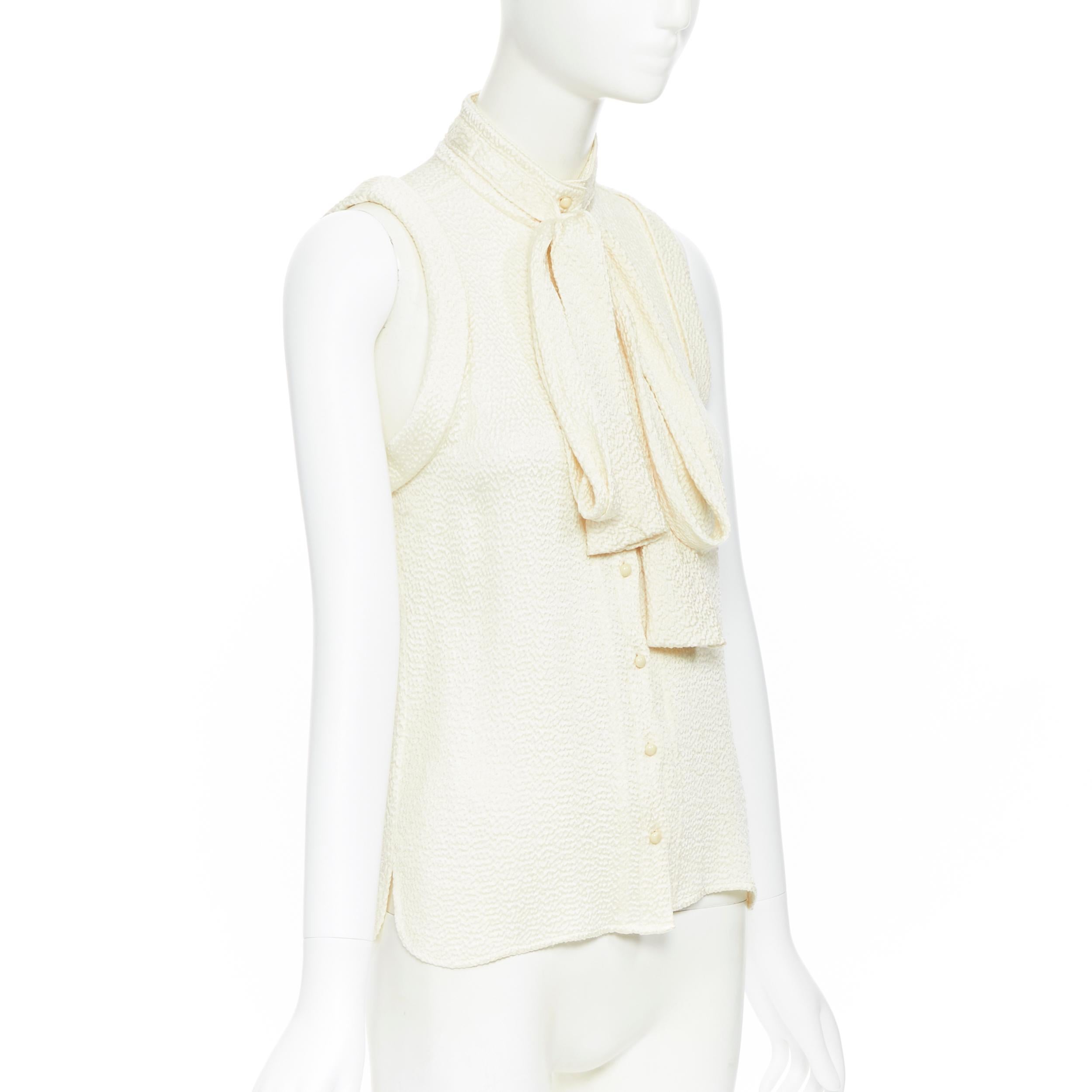 BALENCIAGA 2006 100% seda texturizada pajarita caída sisa blusa chaleco FR38 en Excelente Estado en Hong Kong, NT