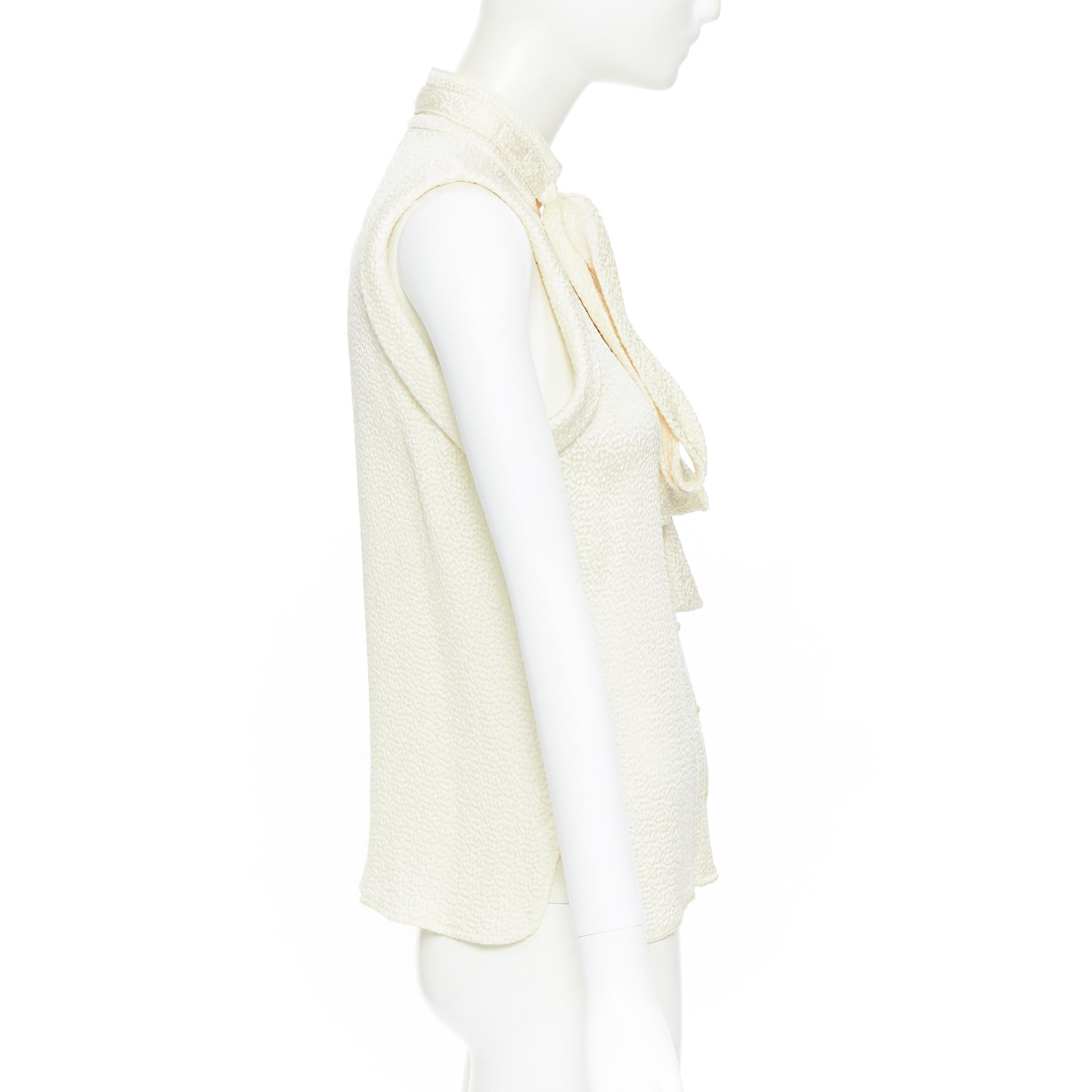 De las mujeres BALENCIAGA 2006 100% seda texturizada pajarita caída sisa blusa chaleco FR38