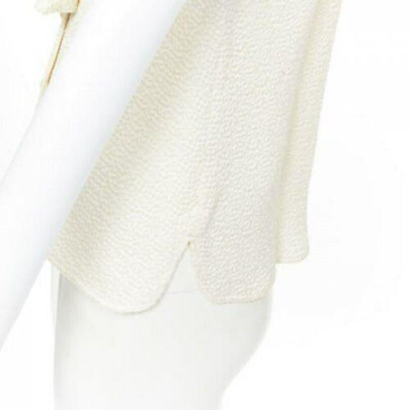 BALENCIAGA 2006 100% silk textured pussy bow drop armhole blouse vest top FR38 5