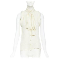 BALENCIAGA 2006 100% Seide strukturierte Bluse mit Henkelklappe FR38