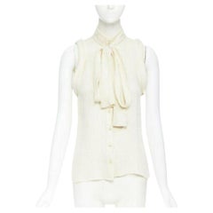 BALENCIAGA - Gilet en soie 100 % texturé avec nœud papillon et trou de serrure FR38, 2006