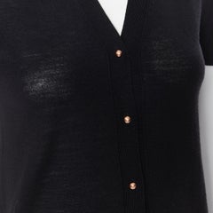 BALENCIAGA 2006 100% laine noir bouton cuivre cardigan manches courtes FR36 S