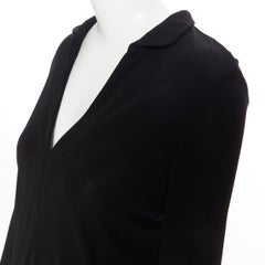 BALENCIAGA 2006 noir viscose Top à manches longues à col en V et boutons FR36 S