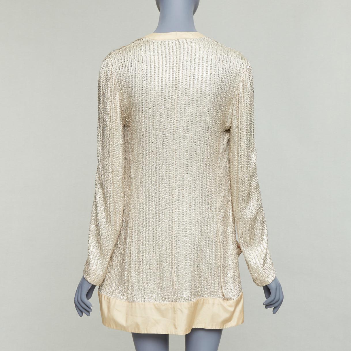 Donna Balenciaga 2006 crema giacca piatta impreziosita da paillettes FR38 M in vendita