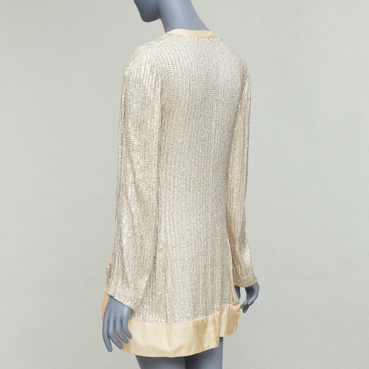 Balenciaga 2006 crema giacca piatta impreziosita da paillettes FR38 M in vendita 1