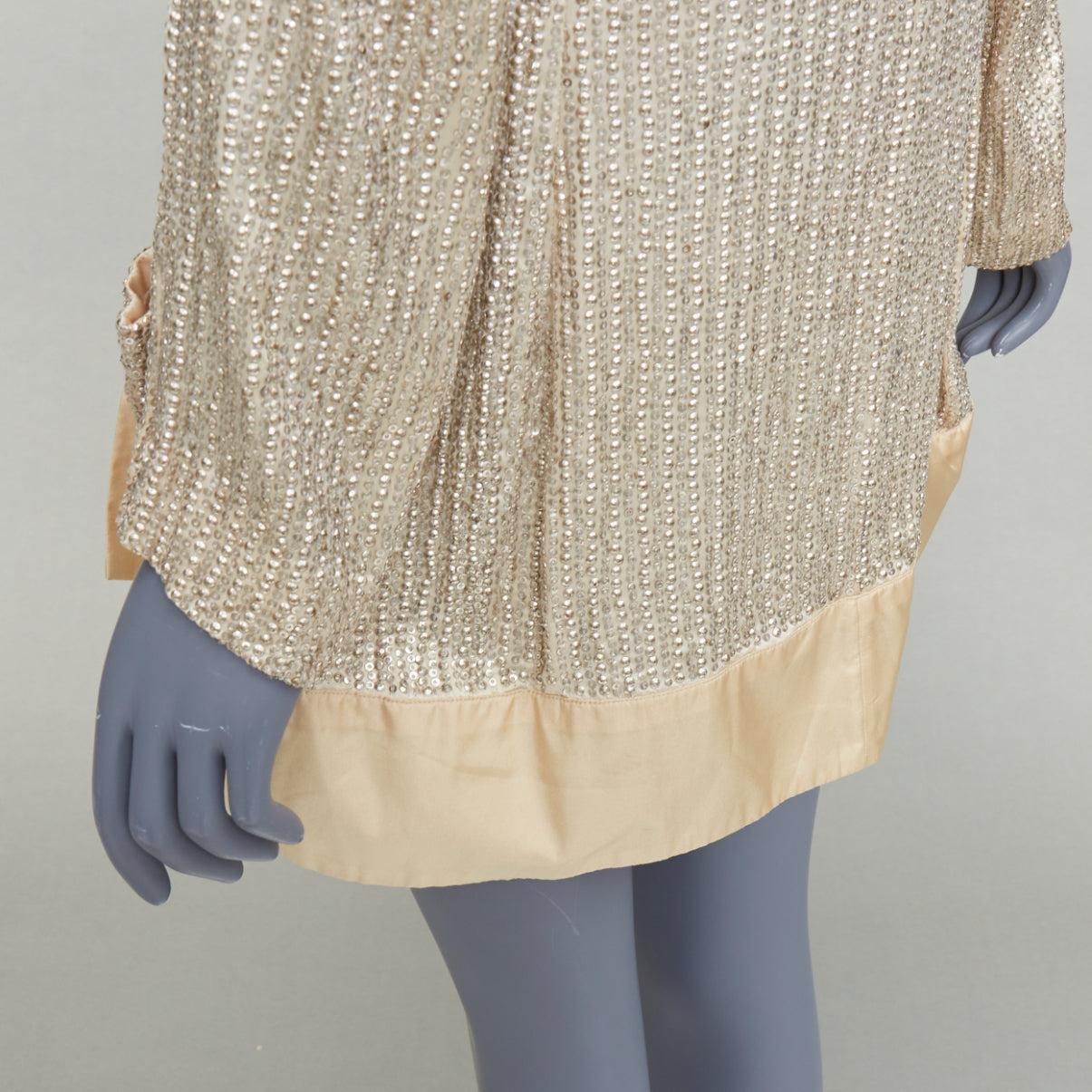 Balenciaga 2006 crema giacca piatta impreziosita da paillettes FR38 M in vendita 2