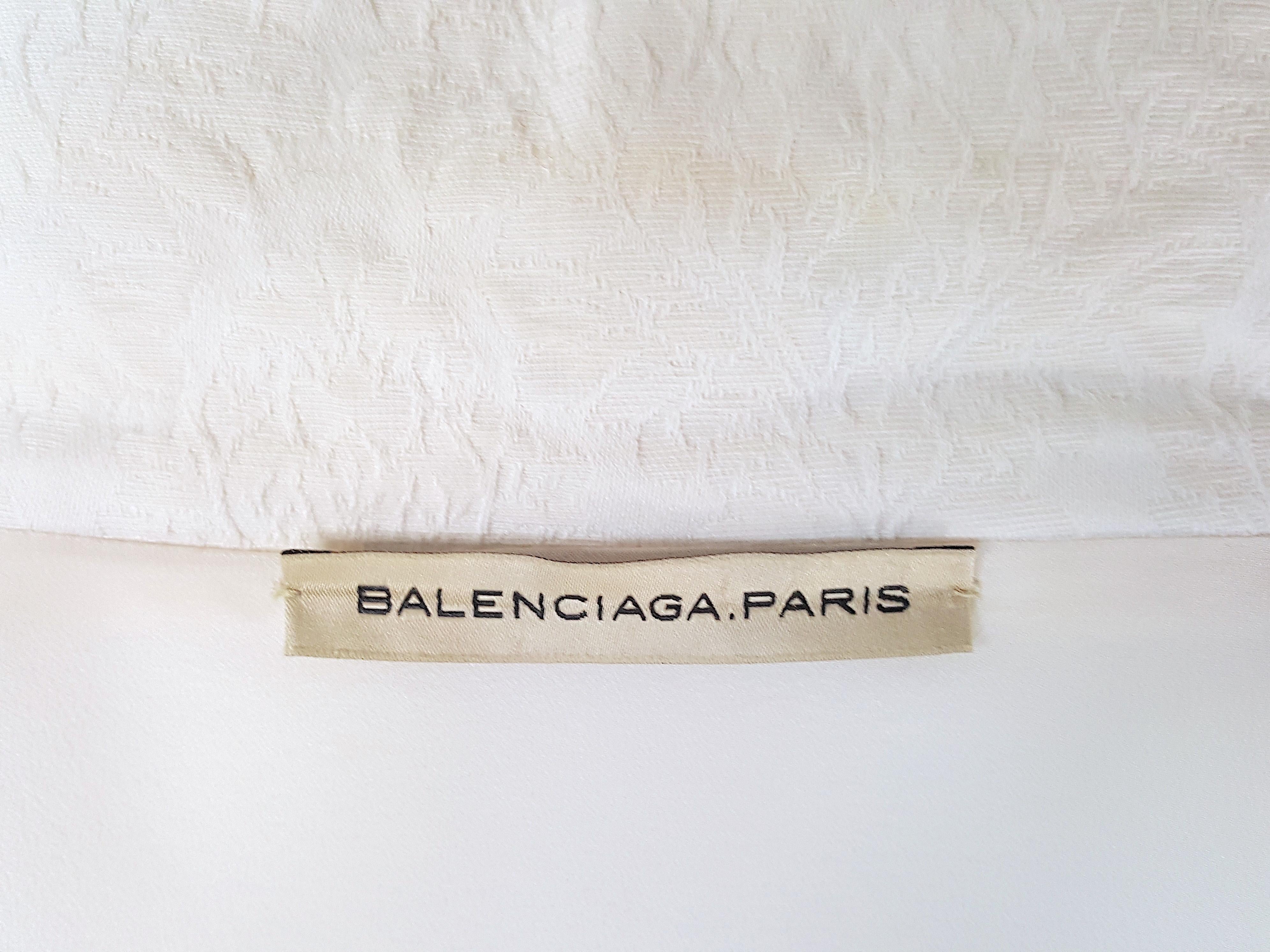 Balenciaga 2006 Ghesquiere Brocade & Boucle Rounded 3/4Sleeve Ecru Jacket For Sale 14