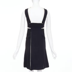 BALENCIAGA 2007 black cream square neck dip back shift dress FR36 S