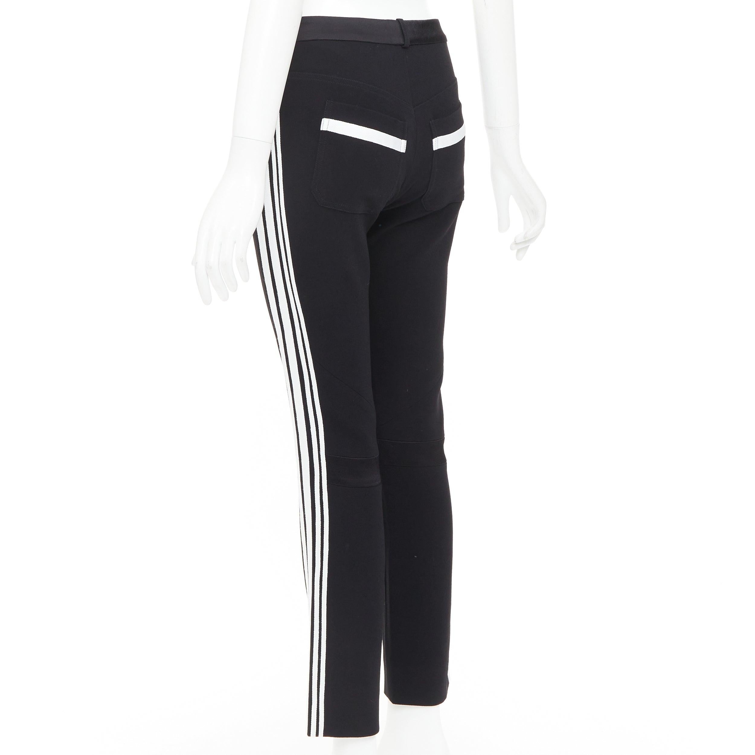 BALENCIAGA 2007 noir blanc rayé panelled bicycle inspired pants FR36 S en vente 1