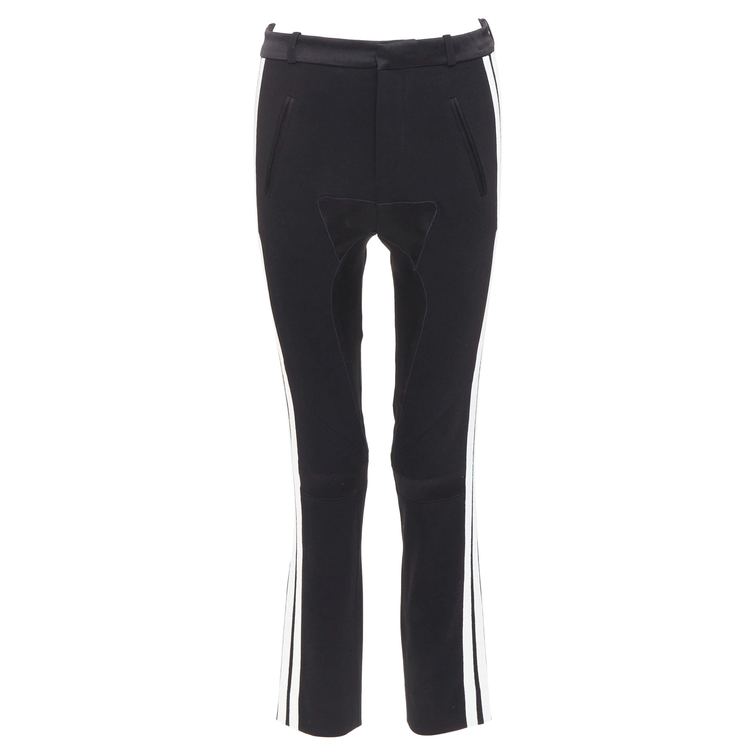 BALENCIAGA 2007 noir blanc rayé panelled bicycle inspired pants FR36 S en vente