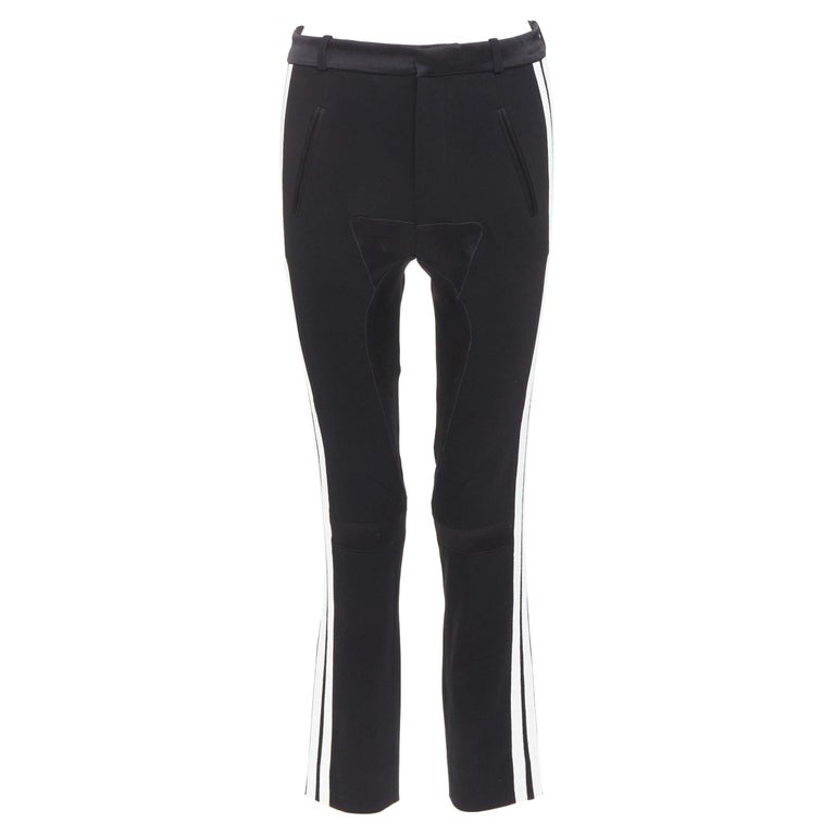 パンツ BALENCIAGA 2007 Black Slacks BALENCIAGA 2007 black white striped panelled bicycle inspired
