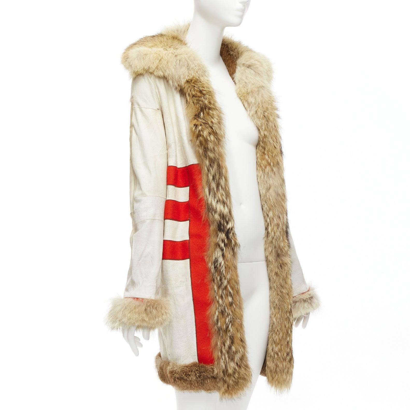 BALENCIAGA 2007 cream red 100% wool brown genuine fur lined longline coat FR36 S
Reference: NILI/A00007
Brand: Balenciaga
Designer: Nicolas Ghesquiere
Collection: 2007 Fall
Material: Fur, Wool
Color: Brown, Red
Pattern: Solid
Closure: Hook &